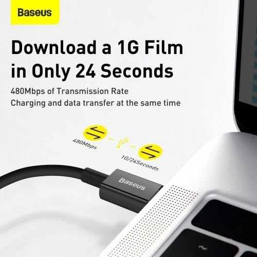Baseus Superior serijos USB-C - Lightning kabelis 20W PD 1m - Juodas