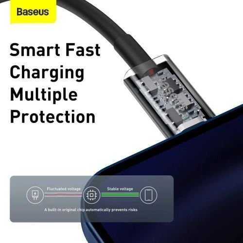 Baseus Superior serijos USB-C - Lightning kabelis 20W PD 1m - Juodas