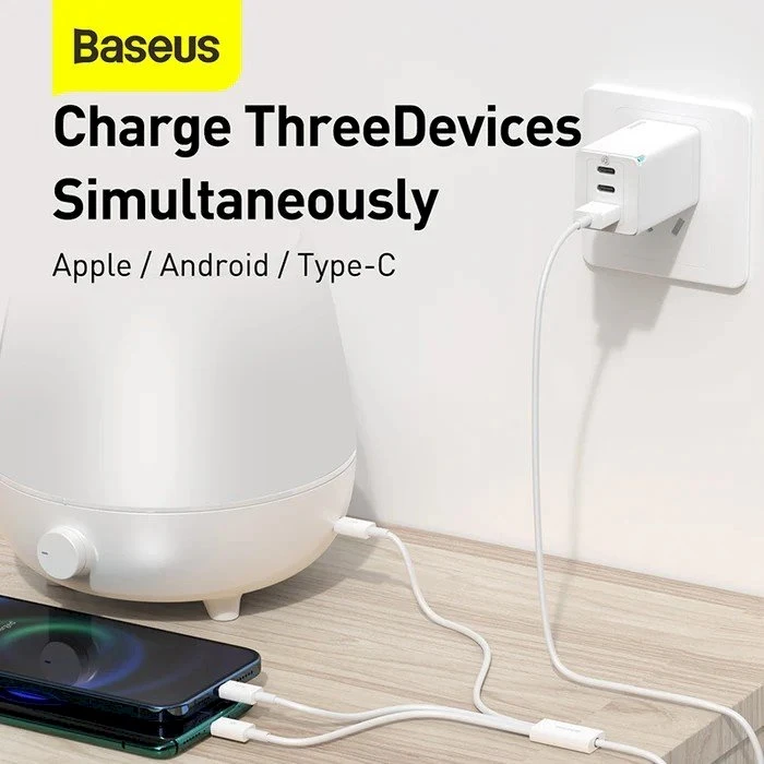 Greitas įkrovimas iš USB į M+L+C Baseus Superior Data 3.5A 0.5m (balta)