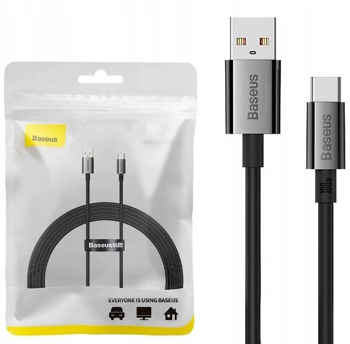 USB laidas per USB-C Baseus Superior 100W 2m (juodas)