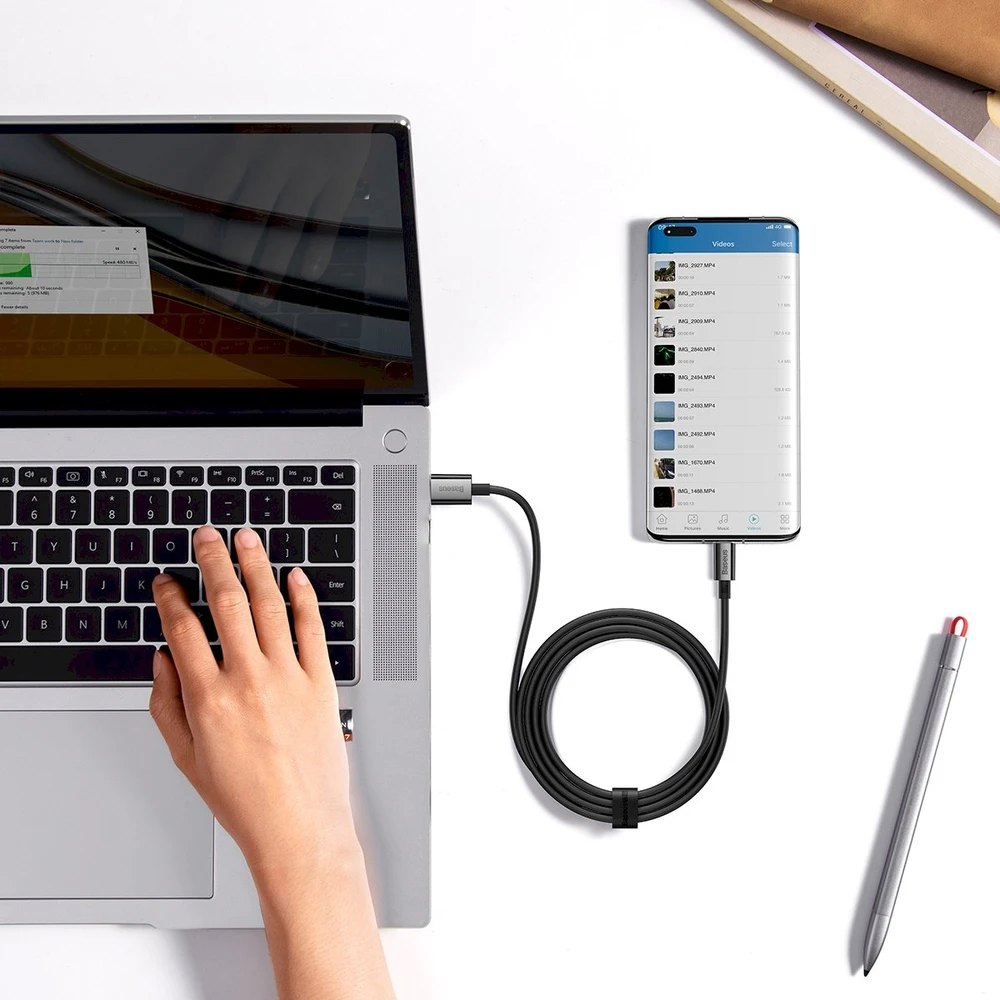 USB laidas per USB-C Baseus Superior 100W 1m (juodas)