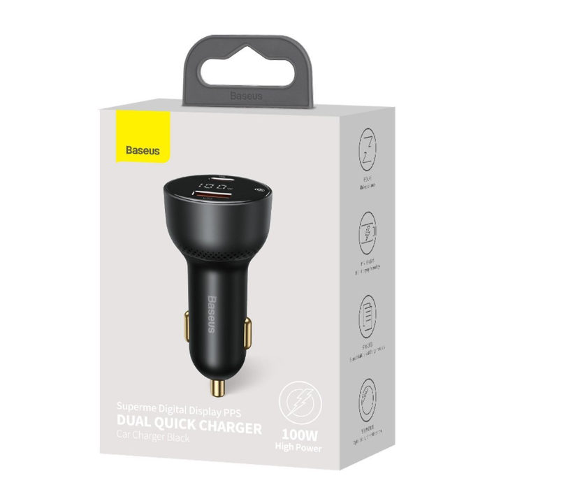Baseus CCZX-01 automobilinis įkroviklis USB-C, 100W - juodas