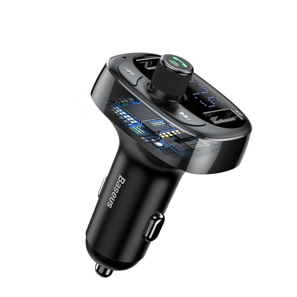 Baseus FM moduliatorius T tipo Bluetooth 2xUSB Micro SD – Juodas
