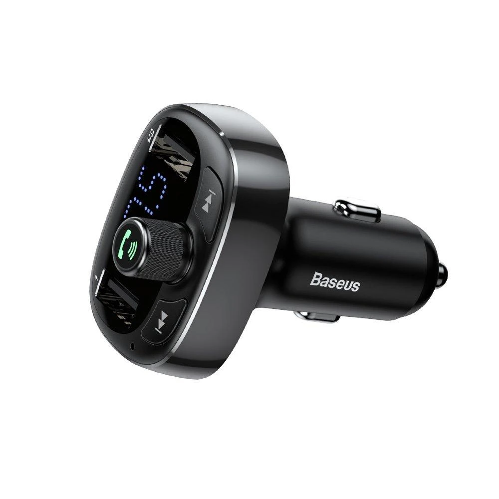 Baseus FM moduliatorius T tipo Bluetooth 2xUSB Micro SD – Juodas