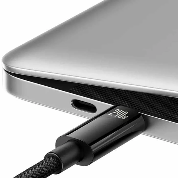 USB-C į USB-C laidas Baseus Tungsten Gold 240W 2 m (juodas)