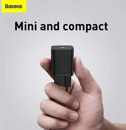 Baseus super Si Greitas įkroviklis 1C 20W su USB-C - Lightning kabeliu 1m - Juodas