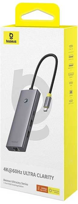 Jungčių stotelė / adapteris USB C kištukas - 6 rūšių juntys ( HDMI 4K@60Hz*1+USB3.1*2+USB-C3.1*1+USB2.0*1+PD*1+RJ45*1 ) UltraJoy BASEUS