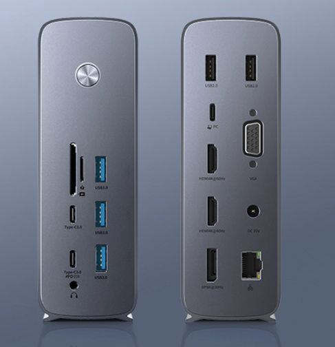 Hub Baseus UnionJoy 17 prievadų (USB-C iki HDMI4K@60Hz*2+DP4K@60Hz*1+USB3.0*3+USB-C3.0*2+USB2.0*2+PD*1+PC*1 + RJ45*1+SD/TF*1+3,5mm*1+DC*1）
