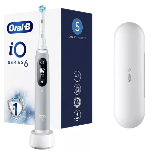 Elektrinis dantų šepetėlis Braun iOM6.1A6.1K Oral-B iO6, pilkos spalvos