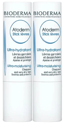 Bioderma Atoderm Ultra-Moisturizing Lip Stick lūpų balzamas, 2 x 4 g
