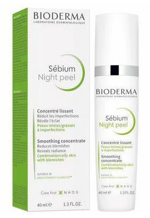 Odą lyginantis koncentratas riebiai ir mišriai odai Bioderma SEBIUM NIGHT PEEL, 40ml