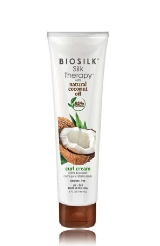 Farouk „Biosilk Silk Therapy“ kokosų aliejaus formavimo kremas garbanotiems plaukams (148 ml)