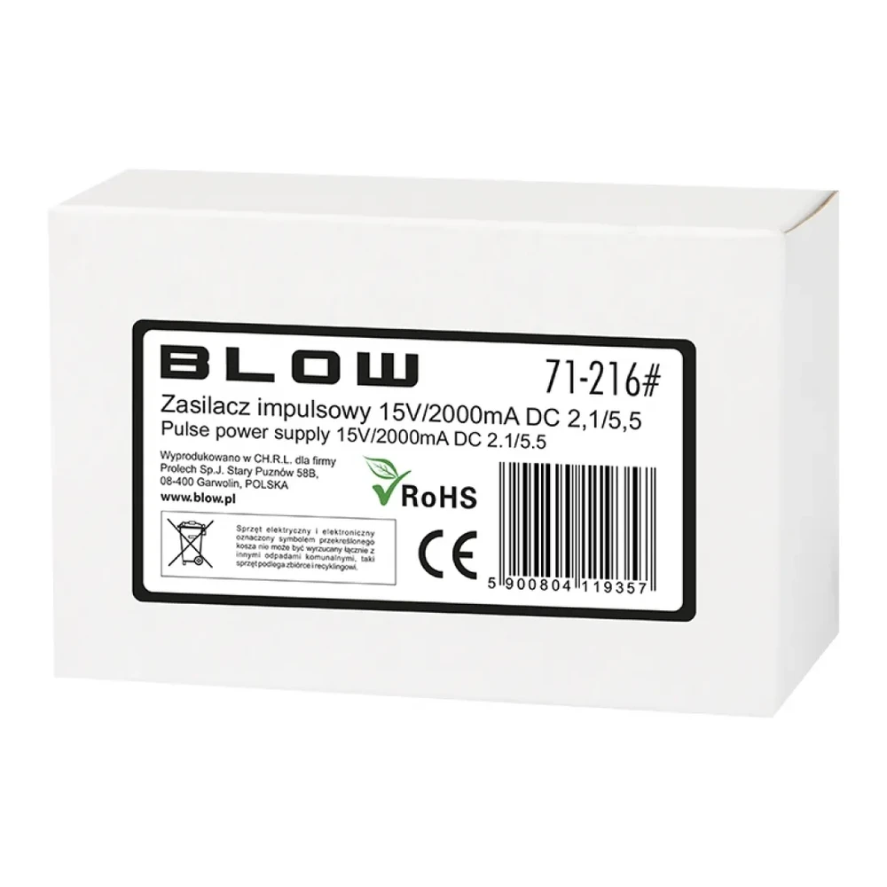 Blow Impulsinis maitinimo šaltinis 15V 2A 2.1x5.5