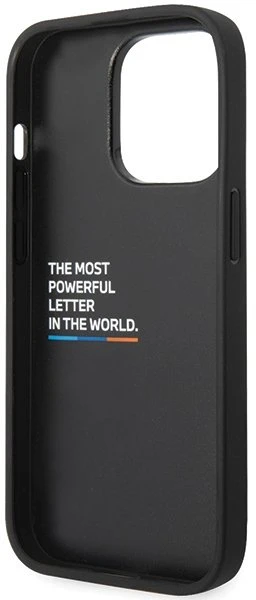 Dėklas Apple iPhone 14 Pro BMW Stamped Tricolor Stripe (BMHCP14L22NSTB) juodos spalvos