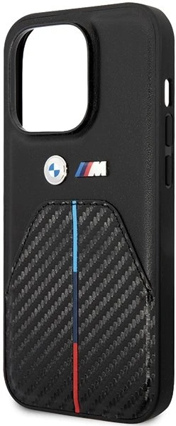 Dėklas Apple iPhone 14 Pro BMW Stamped Tricolor Stripe (BMHCP14L22NSTB) juodos spalvos