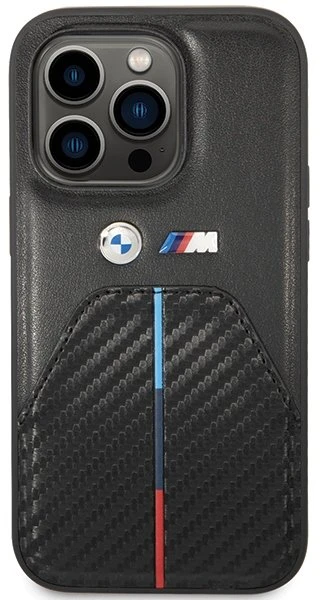 Dėklas Apple iPhone 14 Pro BMW Stamped Tricolor Stripe (BMHCP14L22NSTB) juodos spalvos