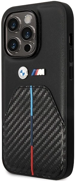 Dėklas Apple iPhone 14 Pro BMW Stamped Tricolor Stripe (BMHCP14L22NSTB) juodos spalvos
