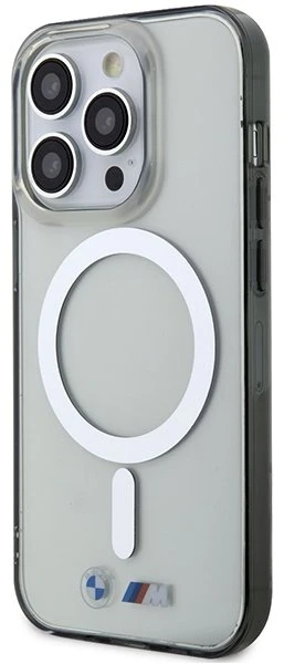 Dėklas BMW Sidabrinis Ring MagSafe case for iPhone 15 Pro Max - transparent