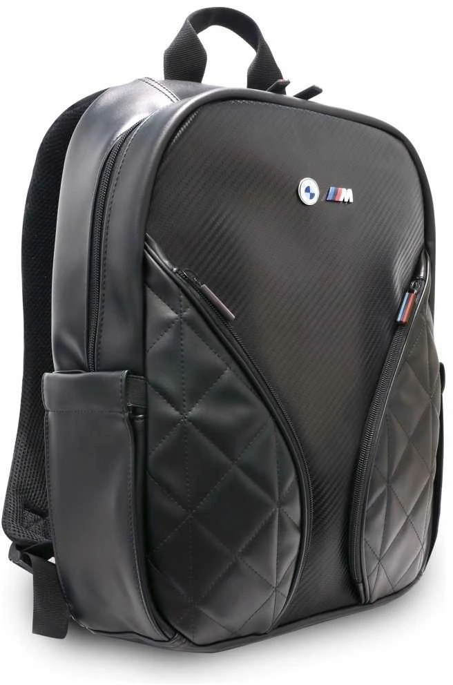 BMW Carbon Pockets & Metal Logo 16" Nešiojamas kompiuteris Backpack - Juodas