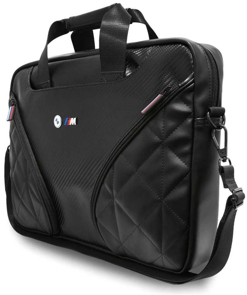 BMW Carbon Pockets & Metal Logo 16" Nešiojamas kompiuteris Bag - Juodas