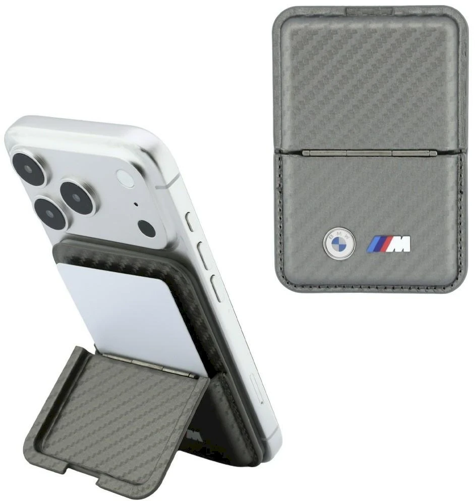 Piniginė BMW M Carbon Metal Logos MagSafe antracito spalvos