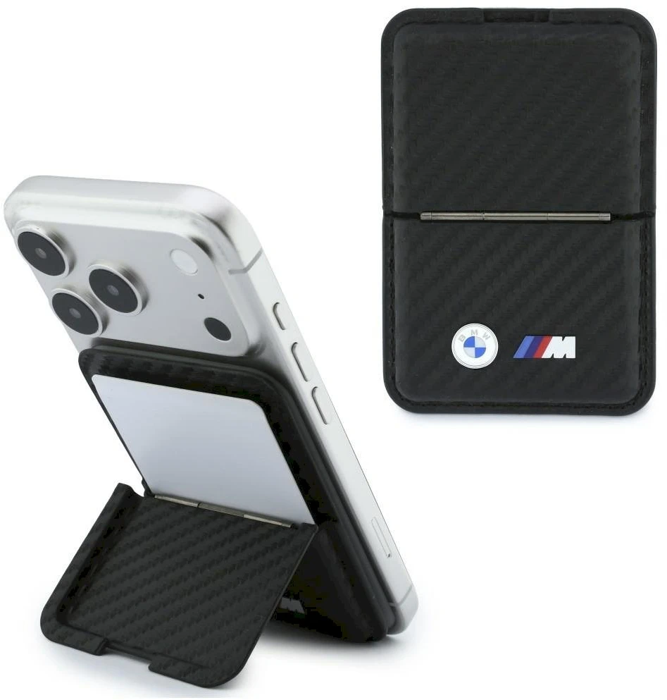 Piniginė BMW M Carbon Metal Logos MagSafe juoda