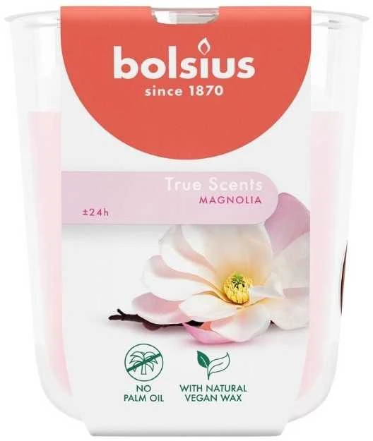 Žvakė, aromatinė Bolsius Blooming Magnolia, 25 h, Rožinė