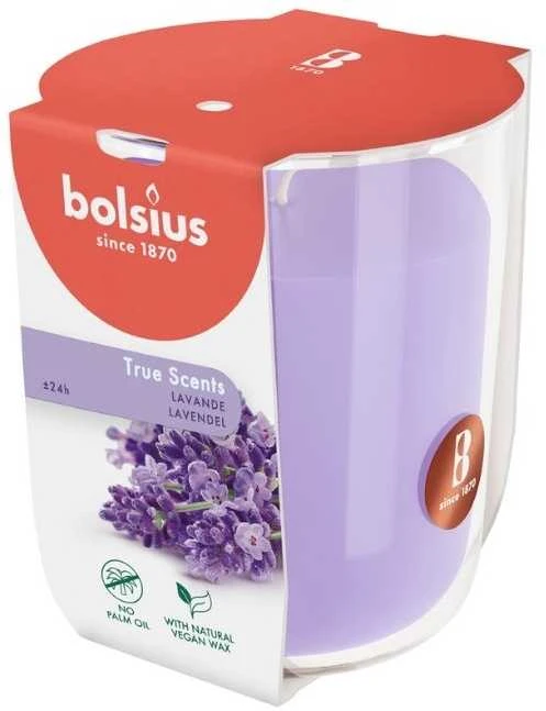 Žvakė, aromatinė Bolsius Relaxing Lavender, 25 h, Violetinė