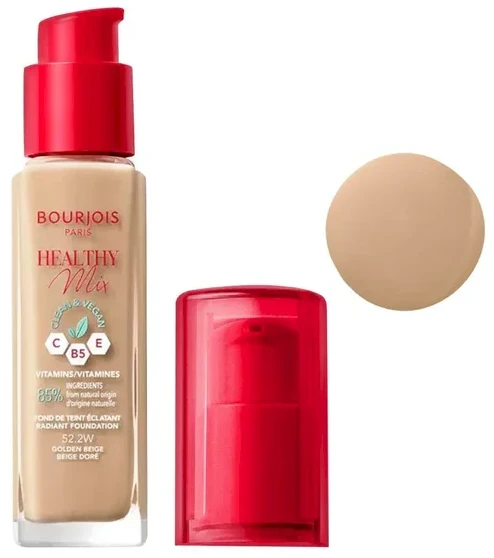 Makiažo pagrindas ,,Bourjois Healthy Mix Radiant Foundation", spalva: 52.2W Golden Beige, 30ml