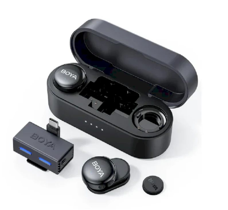 BOYA BOYALINK 3-02 belaidžiai mikrofonai 2.4GHz USB-C - Juodas