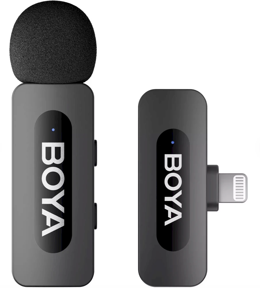 Mikrofonas BOYA BY-V1 V2.0 belaidis 2.4GHz - juoda
