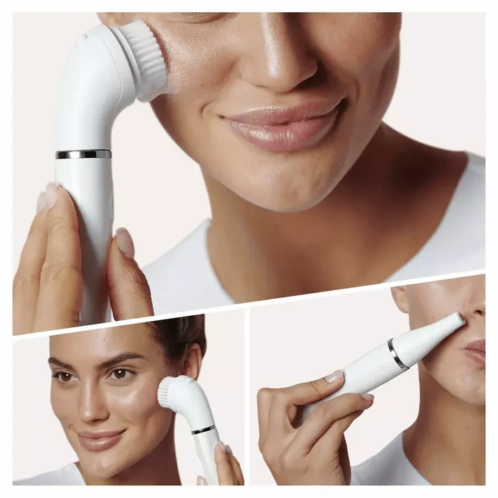 SE851v Braun FaceSpa veido epiliatorius ir šepetėlis + veidrodėlis su šviesa + kosmetinė