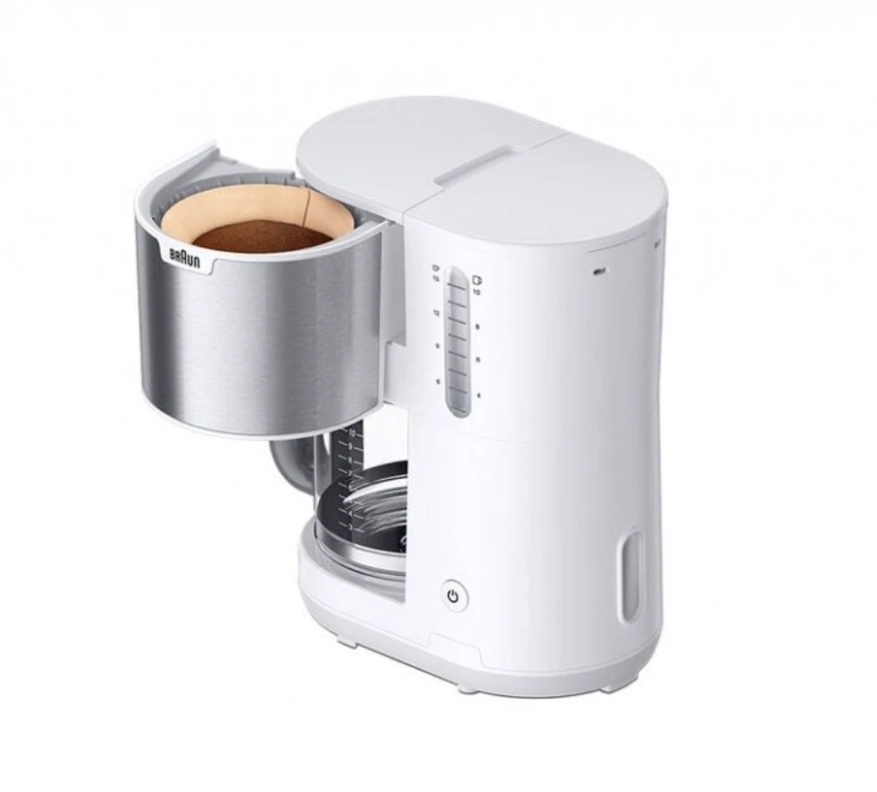 Kavos aparatas Braun KF 1500, Espreso aparatas, Malta kava, 1000 W, Balta