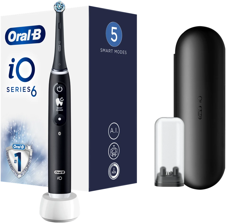 Braun iOM6.1B6.3DK Oral-B iO6 Elektrinis Dantų Šepetėlis Juodas Onyx