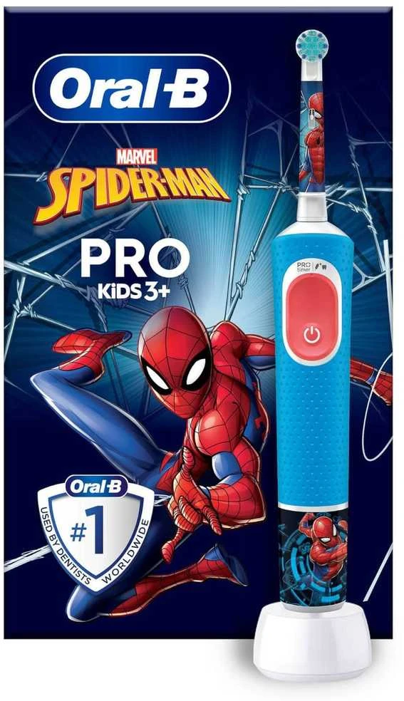 Elektrinis dantų šepetėlis Braun D103.413.2KX Vitality PRO Kids 3+ Spiderman + kelioninis dėklas