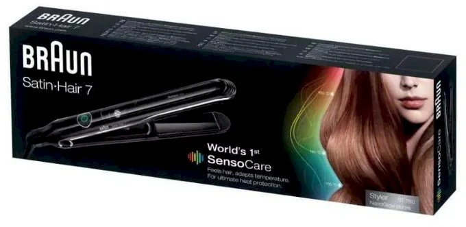 Braun | Satin-Hair 7 SensoCare ST780 | Garantija 24 mėn. | Ceramic heating system | Temperature (min) 120 °C | Temperature (max) 200 °C | Juodas