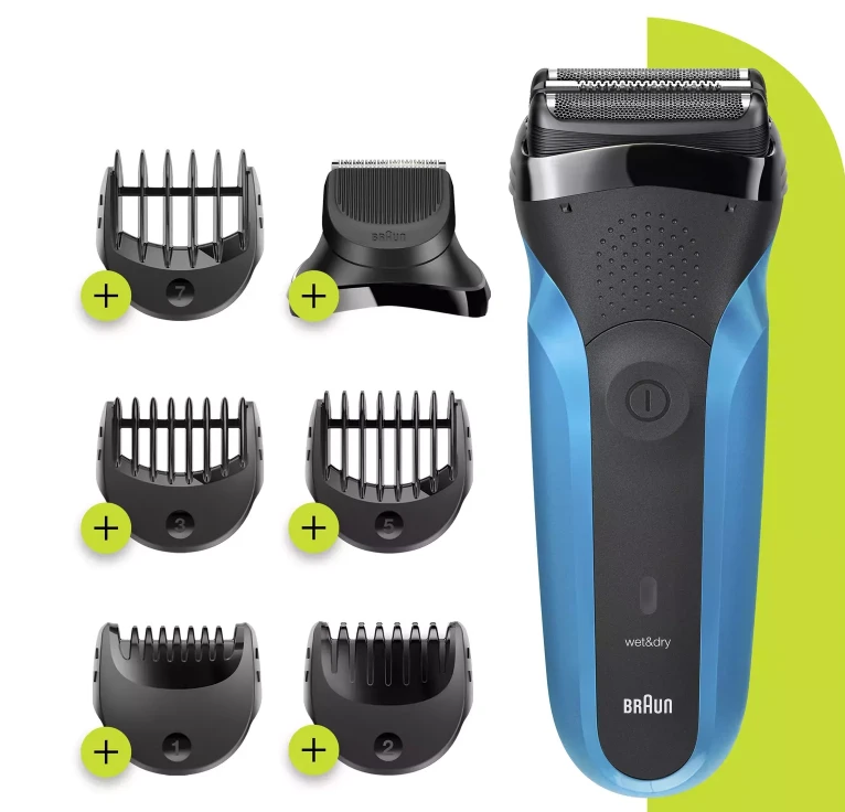 Barzdaskutė Braun Series 3 310BT Skustuvas Apkarpymo mašinėlė Juoda, Mėlyna