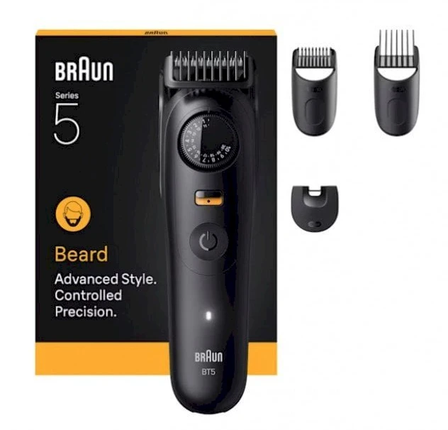 Barzdaskutė Braun BeardTrimmer 9 BT5520 barzdos kirpimo mašinėlė Baterija 40 2 cm „Wet & Dry“ Juoda