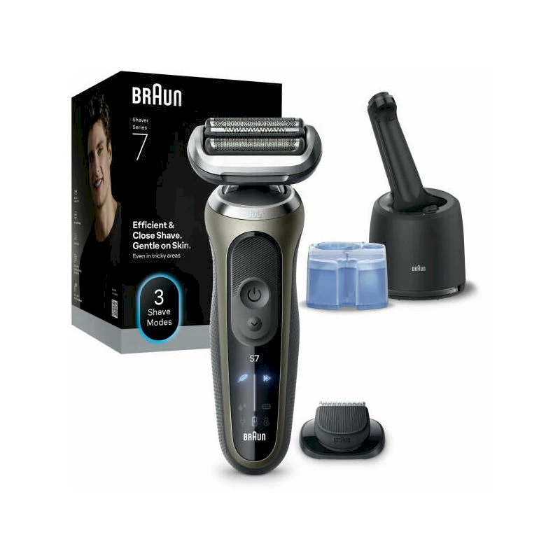 Barzdaskutė „Braun“ 7 serijos elektrinis skustuvas, „SmartCare“ centras, +1 priedas, 72-C7200CC – auksinis