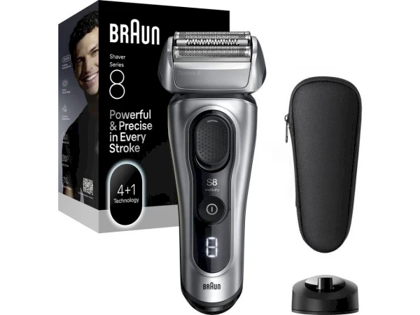 Barzdaskutė „Braun“ 8 serijos elektrinis skustuvas „SensoAdapt“, įkrovimo stovas, 8617S – sidabrinis