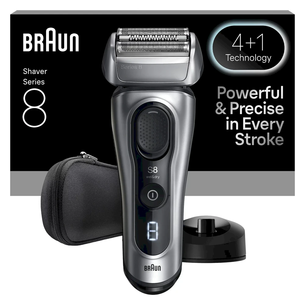 Barzdaskutė „Braun“ 8 serijos elektrinis skustuvas „SensoAdapt“, įkrovimo stovas, 8617S – sidabrinis