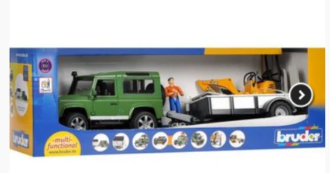 BRUDER sunkvežimis Land Rover ir eskavatorius su darbuotoju, 2593