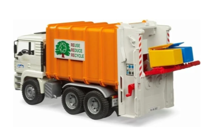 BRUDER 1:16 MAN TGA iš galo pakraunamas šiuksliavežis, 02772