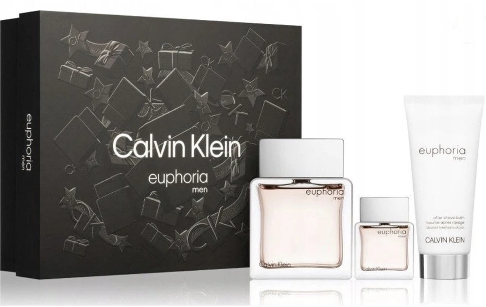Rinkinys Calvin Klein: Euphoria EDT vyrams, 100 ml + Euphoria EDT vyrams, 15 ml *Miniatiūrinis + Euphoria balzamas po skutimosi, 100 ml