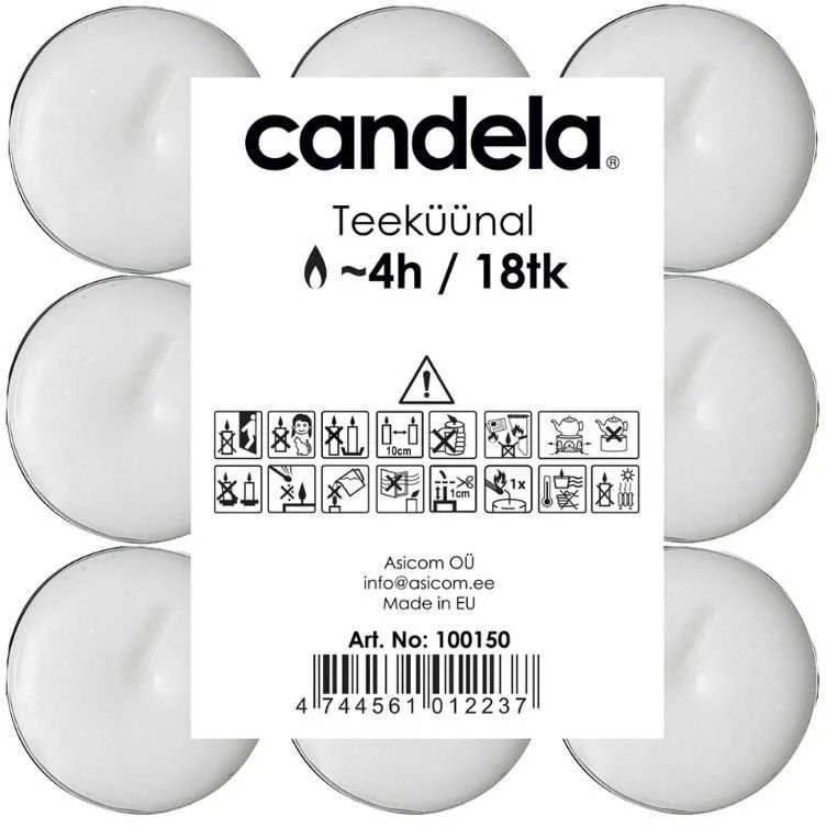 Candela Tea Candles 18pcs Baltas