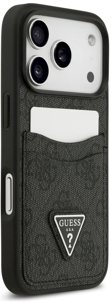 Dėklas Guess 4G Double Card Triangle skirtas Apple iPhone 17 Pro juodos spalvos