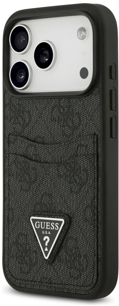 Dėklas Guess 4G Double Card Triangle skirtas Apple iPhone 17 Pro juodos spalvos