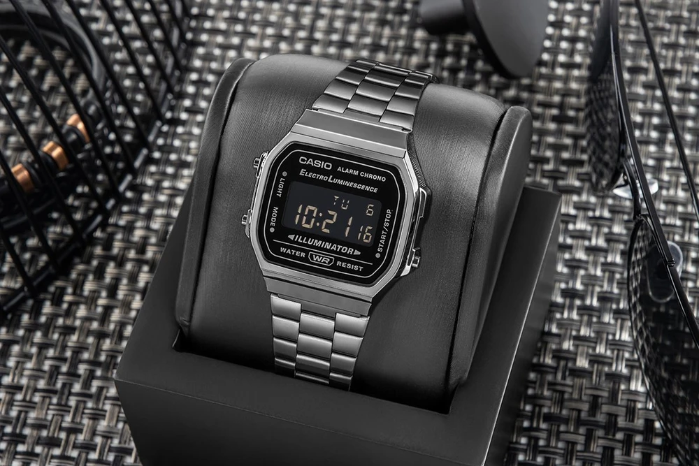 Vyriškas laikrodis CASIO A168WGG-1BDF (zd088d) - KLASYKA + BOX