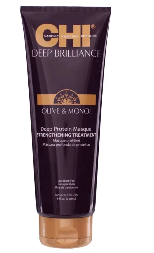 Stiprinamoji plaukų kaukė CHI Deep Brilliance Olive&amp;Monoi Deep Protein Masque 237ml