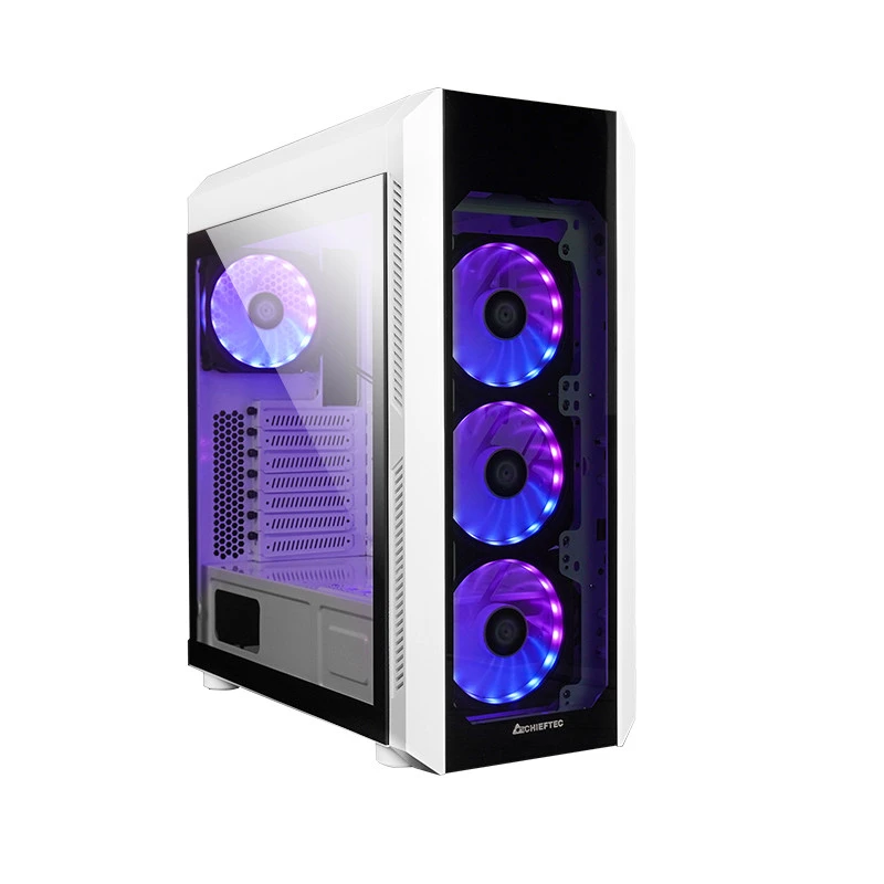 CHIEFTEC Scorpion 3 Baltas leidimo ATX žaidimai su 4x120 A-RGB ventiliatoriumi 2 grūdinto stiklo šonuose ir priekyje